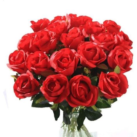 10 roses artificielles en soie pour mariage, bouquet de mariée, jardin, anniversaire, fête, décoration de mariage, rouge (1/4)