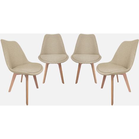 Set 4 sedie scandinave in legno di faggio e tessuto (1/5)
