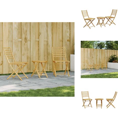 Ensemble de bistro 3 pcs bambou - Meubles De Jardin - Salon De Jardin - Ensemble De Bistro - Mobilier Extérieur - Table Pliante (1/5)