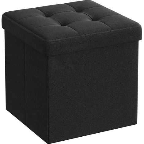 Pouf contenitore pieghevole in tessuto nero 30x30 cm (1/5)