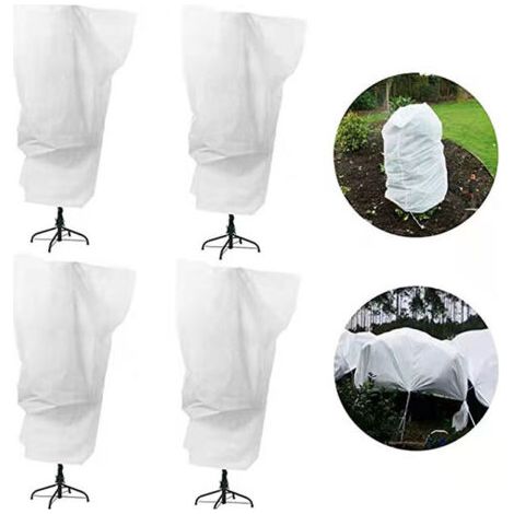 Cubierta protectora de invierno, cubierta protectora para plantas de 4 piezas, 100 cm x 156 cm, permeable, resistente a las heladas, al viento, al frío y al calor, y a prueba de insectos - Blanco (est (1/5)