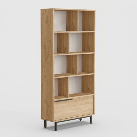 Moderne Regalwand mit Tür und Einlegeböden Palen - Natur (1/5)