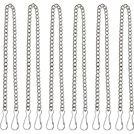 Lot de 6 chaînes, métal réglable, crochets inclus, argenté, pour jardin et intérieur
