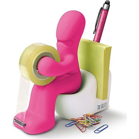 Bürobedarf – Lustiger Klebebandabroller – Witziger und cooler Büroaccessoire-Halter mit Klebebandrolle, Büroklammern, Haftnotizen und (1/4)