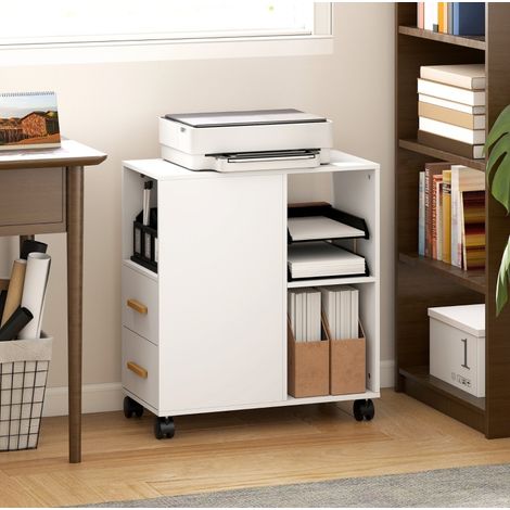 Mueble para impresora con ruedas y cajones de madera OKMYHOME (1/4)