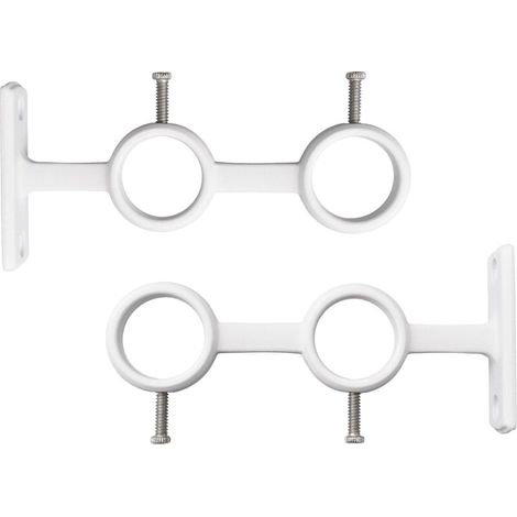 Lot de 2 supports de tringle à rideaux réglables, supports robustes doubles pour tringle à rideaux circulaires blanc (1/4)