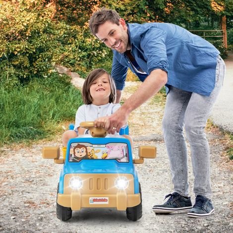 Voiture Électrique pour Enfant 6V Voiture Porteur avec Effets Sonores Démarrage à un Bouton Gobelet de Rangement Lumières LED Bleu (1/5)