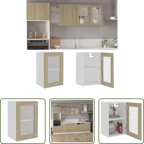 Rangement cuisine - Vitrine suspendue "Lyon" Chêne Sonoma 40 x 31 x 60 cm Bois d'ingénierie (1/5)