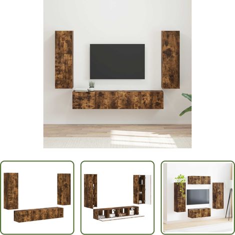 vidaXL Holzschrank - TV-Schrankset 4 pcs Geräucherte Eiche Holzwerkstoff (1/5)