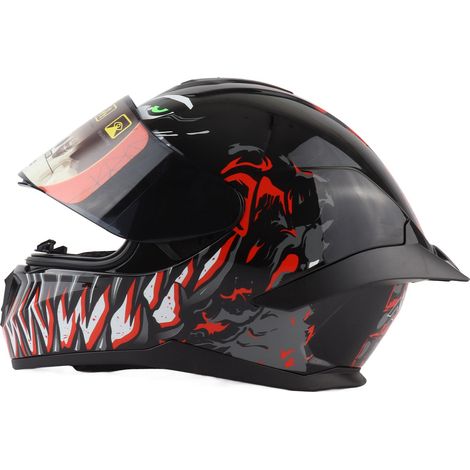 Casque de moto, adapté à un tour de tête de 59 à 60 cm/23,2 à 23,6 pouces (L), motif de dents noires et rouges (1/5)