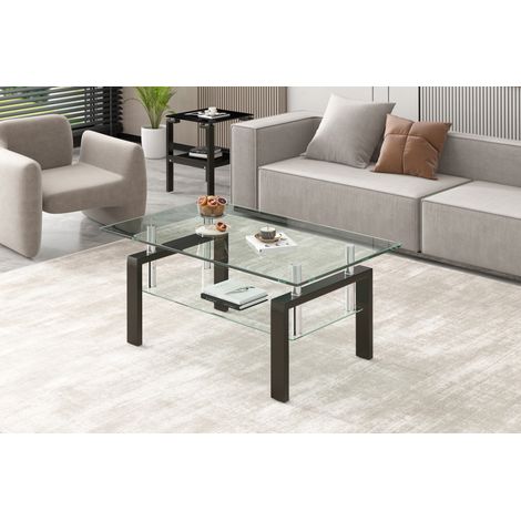 Tavolino da salotto in vetro di sicurezza 100 x 60 x 44 cm trasparente HAVRYA (1/5)