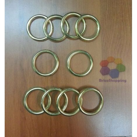 10 PZ ANELLI TUBOLARI IN OTTONE LUCIDO ORO PER  BASTONI TENDE DECORI ANELLO VARI - Taglia: 13 (1/2)