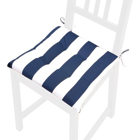 Cuscino Sedia Cotone A Righe Morbido Imbottito Universale Coprisedia Casa Lavabile - Blu