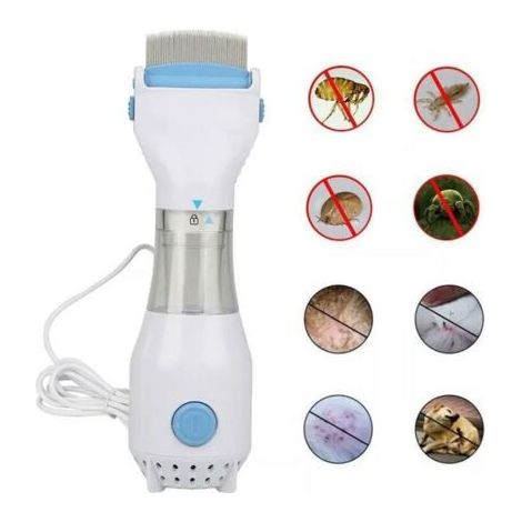 Peigne à Puces éLectrique Aspirateur De Peigne à Poux pour Animaux De Compagnie Utilisé pour éLiminer Les Poux Et Les Puces des Chats Et des Chiens De Compagnie 24V/Bleu + Blanc