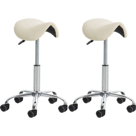 Set de 2 Taburetes de tabajo Reno en polipiel Crema