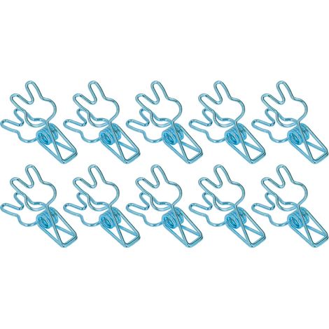 Lot de 100 pinces à papier lapin ajourées, mignonnes, robustes et durables, en métal bleu, idéales pour documents, vêtements et papiers. (1/5)