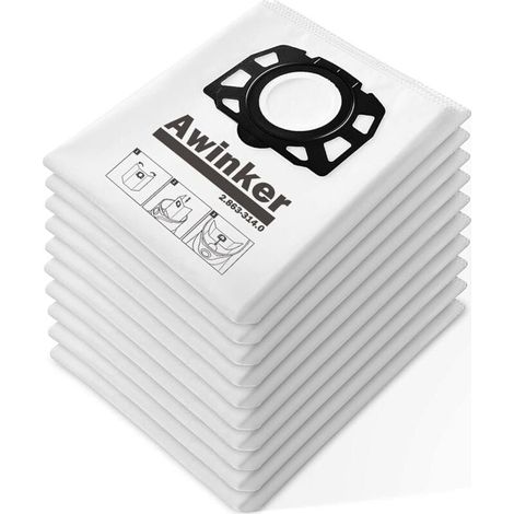 12 sacs d'aspirateur KFI 357 pour Kärcher KWD1, KWD2, KWD3,WD2 Plus, WD3,SE 4001, SE 4002,SE 4, SE 4 Plus Aspirateur, 2.863-314.0 (1/4)