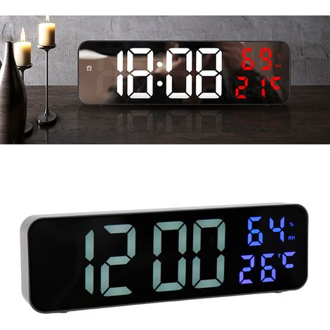 (Exklusiv in Mexiko erhältlich) Blauer LED-Wecker, schlichter Spiegelwecker, Wanduhr fürs Wohnzimmer, Multifunktionsuhr (kann auf einer Oberfläche platziert werden oder wird nicht mitgeliefert) (1/5)