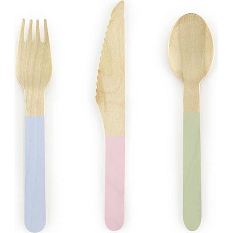 Posate in legno, mix, 16 cm (1 confezione / 18 pezzi) (1/5)