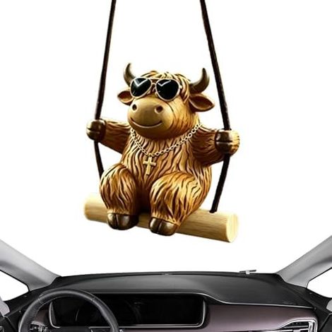 Pendentif voiture suspendue, décoration automobile vache suspendue mignonne Charme animal pour intérieur de véhicule Pour voiture, camping-car, berline, camion, maison, fenêtre (1/5)