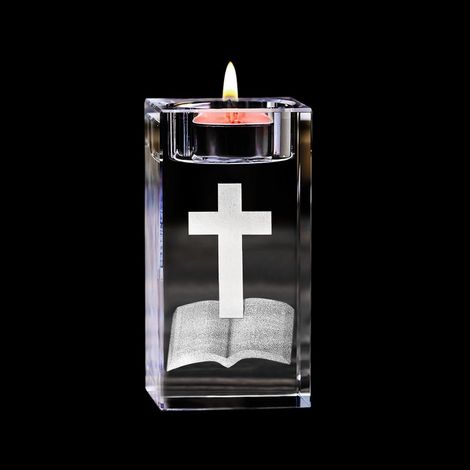 Photophore en Verre Cristal 3D Croix Bible Chandelier en Verre déco Photophore Transparent pour Bougies déco décoration de Mariage décoration de Table dîner Mariage église prière 5 x 5 x 8 cm (1/5)