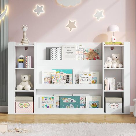 Libreria per bambini bianca in MDF con vani portaoggetti 140 x 30 x 95 cm (1/5)