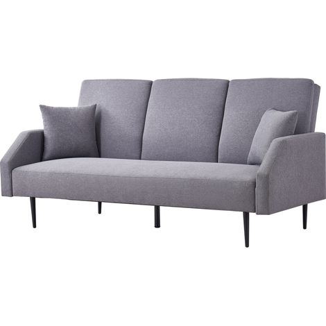 Concept-Usine – Canapé convertible 3 places tissu gris – Accoudoirs amovibles – Mousse haute densité – Dimensions couchage 184 x 113 cm (1/5)