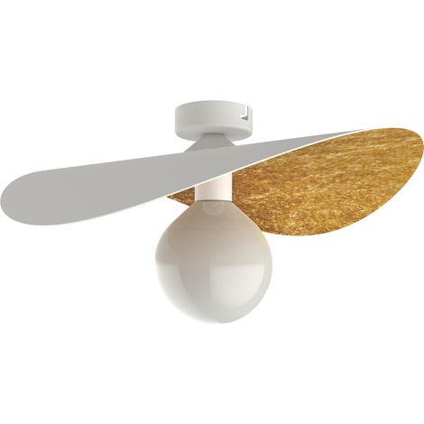 LUMICOM  PIUMA Plafoniera, 1X E27, max 42W, metallo, bianco opaco/foglia oro, D.40cm