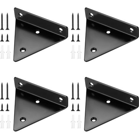 Soportes de estante flotante de 4 piezas, soportes de estante de pared de triángulo invisible, soporte de estante de pared de metal para estante (1/5)