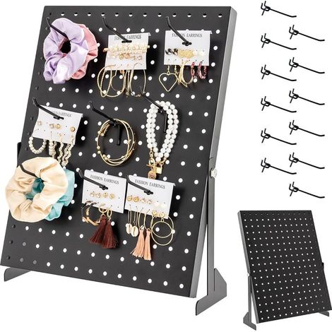 Peg board Panneau Perforé pour vendeurs Plaque Perforée Organisation Crochets pour Panneaux Perforés Noirs pour Maison, Magasin, Bureau Tablea (1/5)