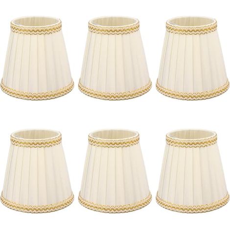 Lot de 6 petits abat-jour à clipser en tissu pour lustres et ampoules. Accessoires d'éclairage. (1/4)