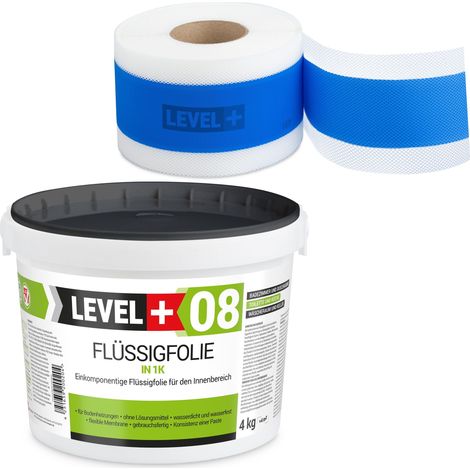 LEVEL+ Dichtset für Duschabdichtung Bad Dichtband Flüssigfolie 4kg SET304 (1/3)