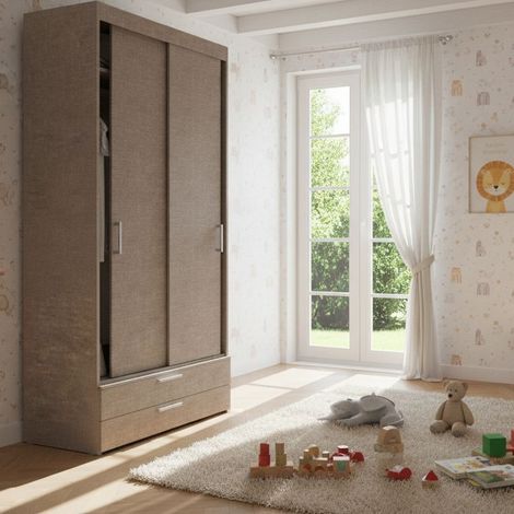 Armadio scorrevole con cassettiera integrata - Salvaspazio e funzionale - Grigio fumo (1/5)