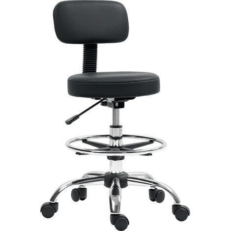 HOMCOM Faux Leather Adjustable Stool, Swivel Chair for Study, Black (1/5)