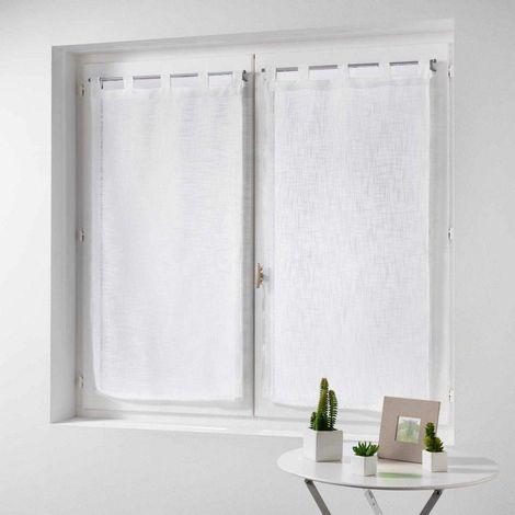 Douceur d'Intérieur 1625250 - Coppia destra passanti effetto lino Tisse haltona, Poliestere, Bianco, 160 x 60 cm (1/2)