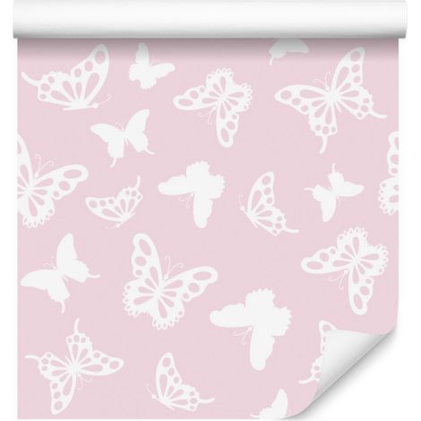 Papier peint papillons blancs pour salon et chambre 50x1000 cm (1/5)