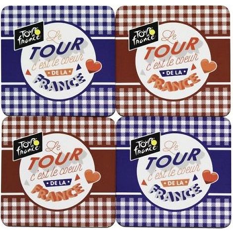 4 sous verres COEUR - TOUR DE FRANCE