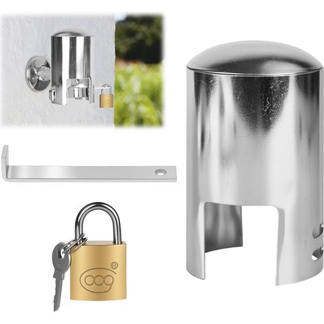 Verrou de Robinet, Cadenas Robinet Exterieur, Systèmes de Verrouillage de Robinets, Serrure de Robinet Prévenir, Embout Robinet Tuyau D'arrosage, Adaptateur Tuyau Arrosage (Argent) (1/5)