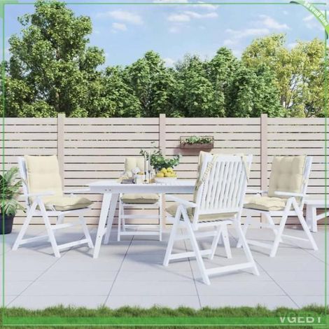 377678 Coussins de chaise à dossier bas lot de 4 crème tissu oxford (1/5)