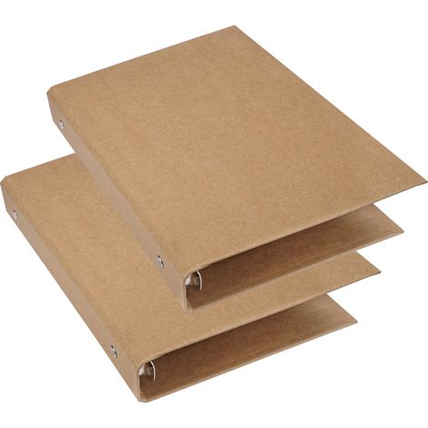 Lot de 2 classeurs à anneaux A5, couverture en papier kraft rechargeable, 6 anneaux, idéal pour cahier, agenda, bureau ou toute autre activité scolaire. (1/5)