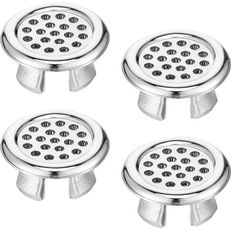 Lot de 4 Couvercle de trop-plein, 33 mm, Plastique, Chromé, 2 Versions, Lavabo, Cuisine, Salle de bain