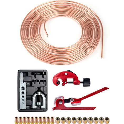 Trintion Brake Pipe Flaring Tool Kit 3/16" Brake Line Repair Kit 25FT Car Brake Line 10mm Replacement Cutter Bender Brake pipe cutting machine pipe bender flaring tool joint for Car Braking System (1/5)