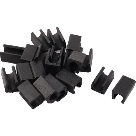 Patins de protection pour pieds de chaise, 20 pièces, embouts tubulaires ronds, amortisseurs de meubles en forme de U, plastique noir, diamètre 10 mm (1/4)