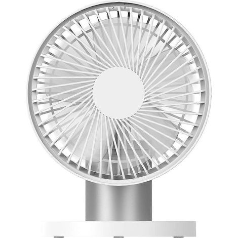 Tragbarer Tischventilator mit USB-Ladefunktion, drehbar, schüttelt den Kopf und bietet 3 Geschwindigkeitsstufen.