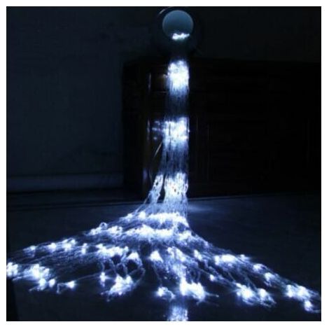 Guirnalda de luces LED ZVD con efecto cascada y efecto nieve, ideal para colgar en la decoración de lámparas (3 × 2 m, 240 LED, blanco frío) (1/4)