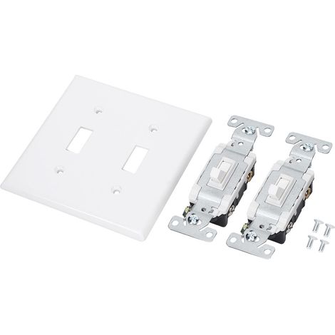 Ortviai Interrupteur mural double commande en ABS pour hôtels et bureaux – 11,5 x 11,5 cm, résistant aux chocs (1/5)