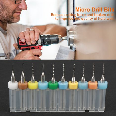 Jeu de 10 micro-forets en carbure de tungstène de 0,3 à 1,2 mm pour circuits imprimés. (1/5)