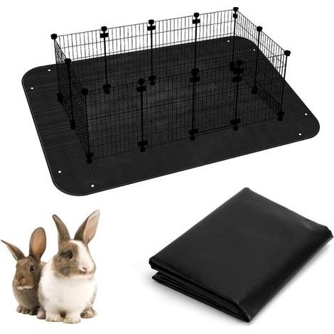 Waterproof Pet Playpen Mat, Reusable and Washable, Foldable Dog Rabbit Enclosure Ideal for Ferrets, Guinea Pigs, Hamsters, Black 150 x 100 cm (1/5)