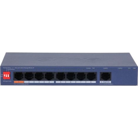 Conmutador gestionado Dahua CS4009-8ET1GT-60 de nivel 2, 9 puertos, 8 puertos PoE de 60 W