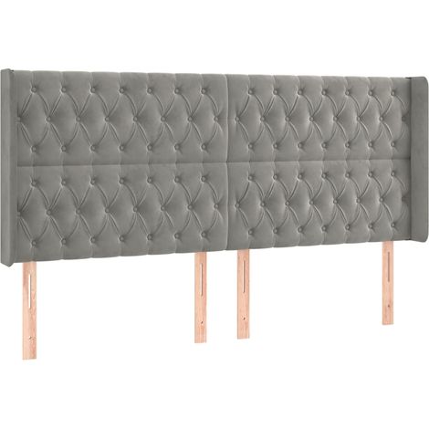 Maison Exclusive - Testiera ad Orecchio Grigio Chiaro 183x16x118/128 cm in Velluto